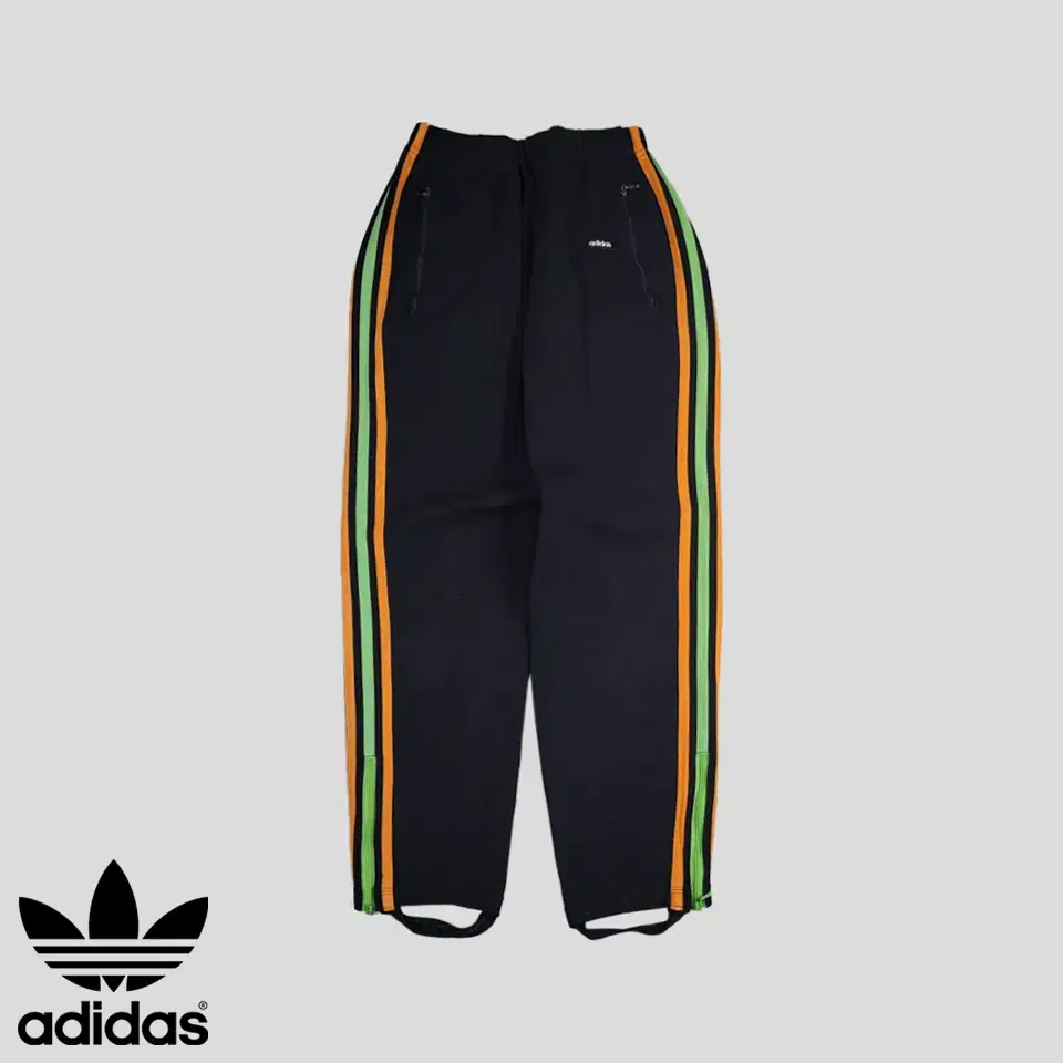 Adidas 80s West Germany Black Orange Green Three Stripe Embroidered Jersey Pants Training