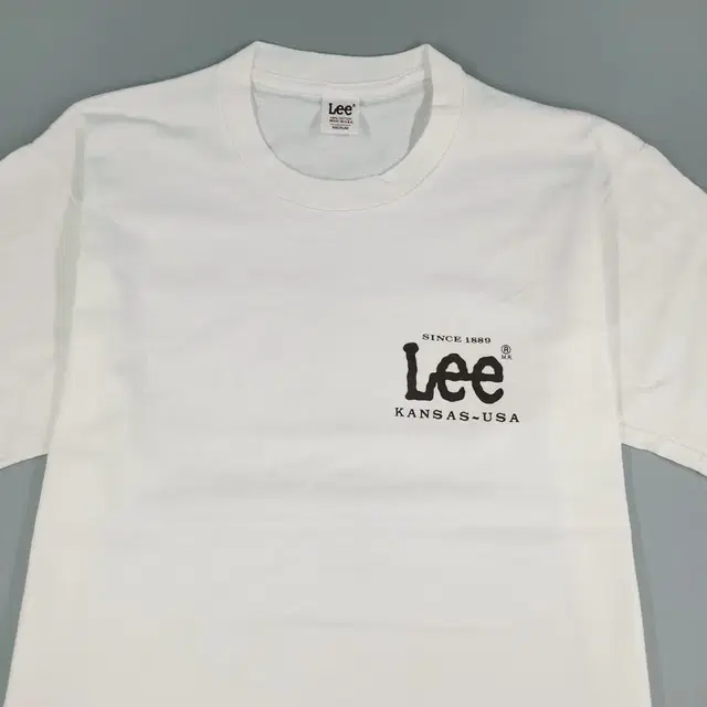 LEE 리 화이트 브라운 로고 프린팅 헤비코튼 반팔 티셔츠 MADE IN