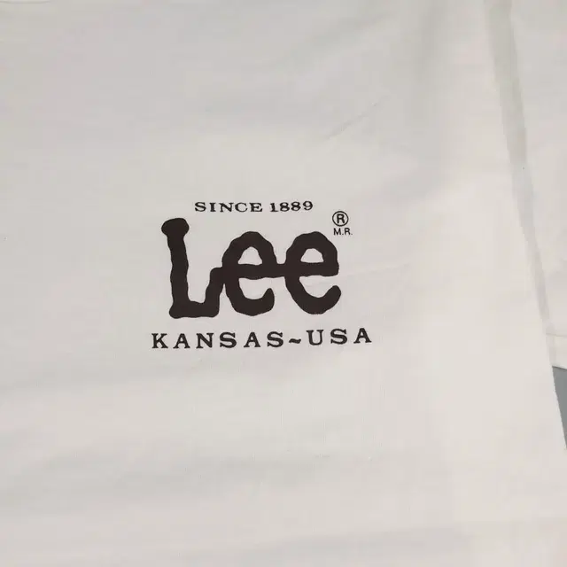 LEE 리 화이트 브라운 로고 프린팅 헤비코튼 반팔 티셔츠 MADE IN