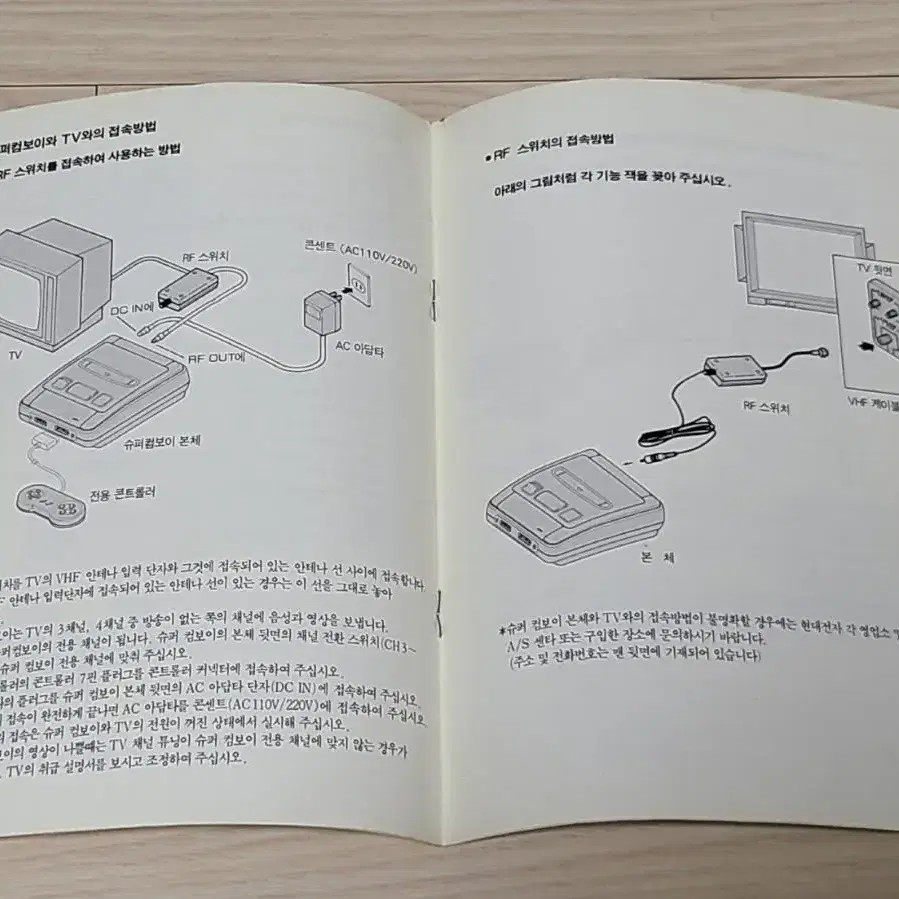 레트로 게임 현대 정발 슈퍼컴보이 게임기 초기형 기기 메뉴얼