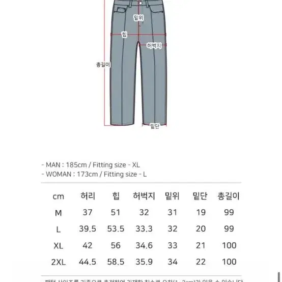 더블유브이프로젝트 데님팬츠xl