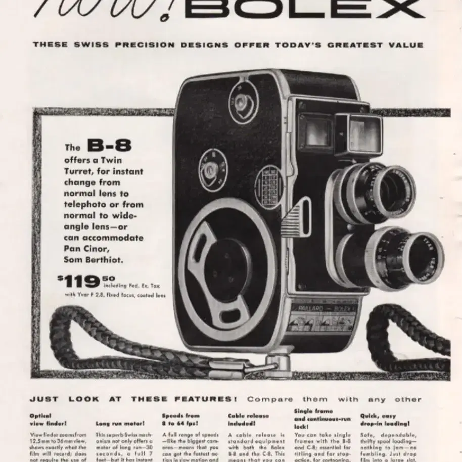 빈티지/클래식 스위스제 8mm 무비카메라 Bolex B8