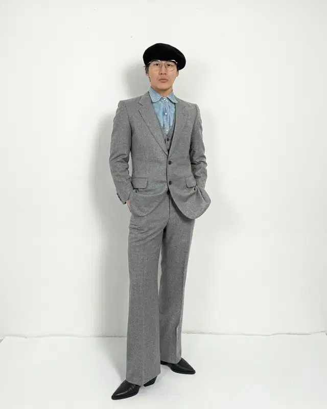 Vintage gray stripe boot cut 3 piece