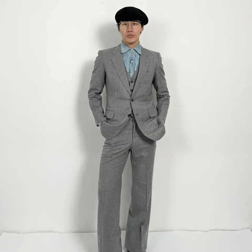 Vintage gray stripe boot cut 3 piece