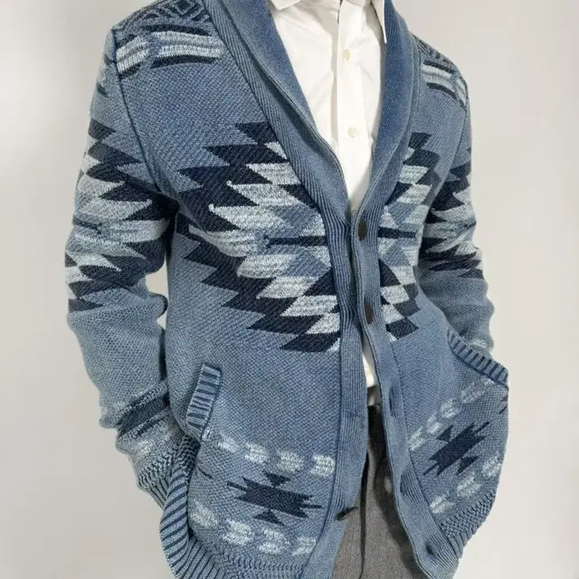 Vintage Navajo pattern shawl collar