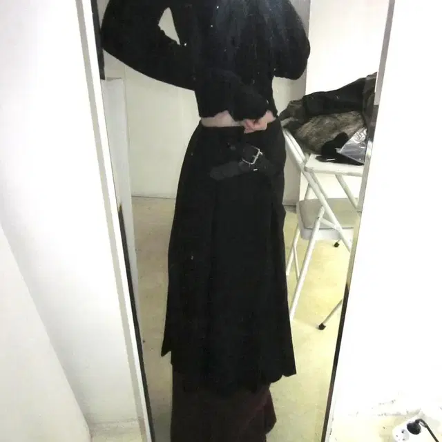 디에이디 belt midi skirt 벨트 미디 스커트 랩스커트 베이비랩