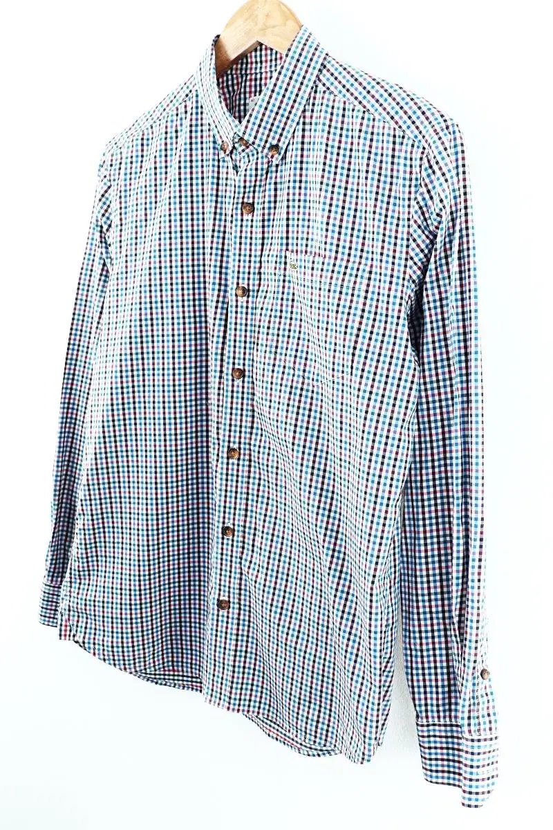 (L) Lacoste Shirt Southern Check Cotton Old School - A24A