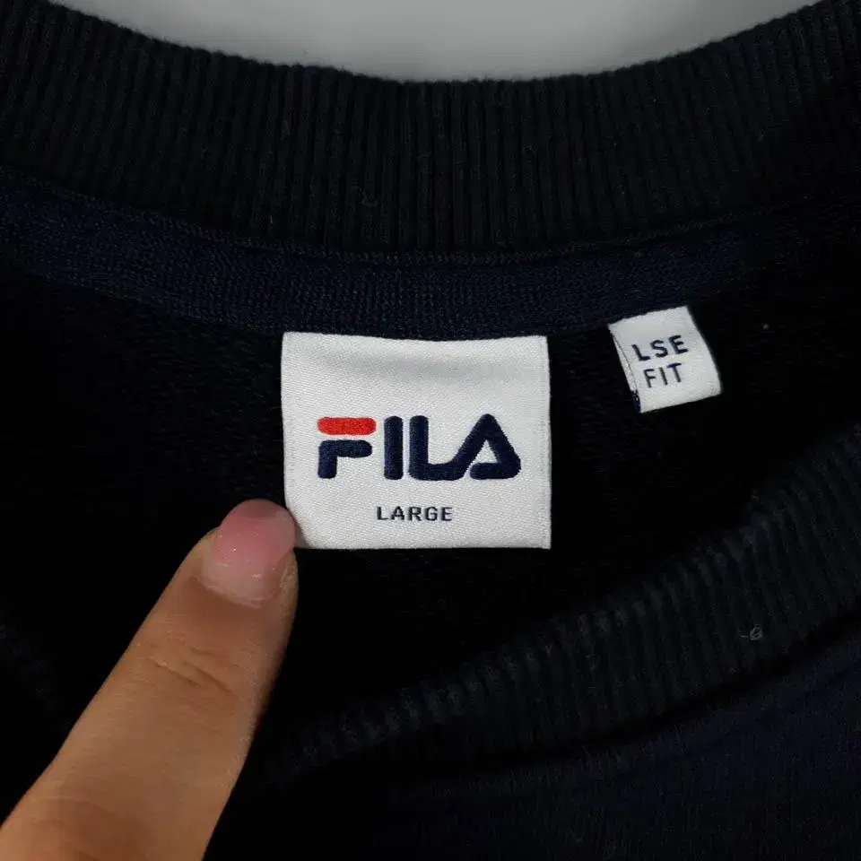 FILA 휠라 필라 블랙 화이트 레드 배색 루즈핏 코튼100 스웻 맨투맨