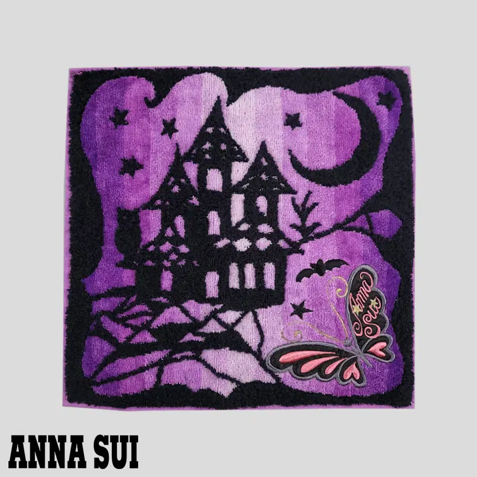 ANNA SUI 안나수이 퍼플톤 블랙 버터플라이 나비패치 마녀의성 손수건