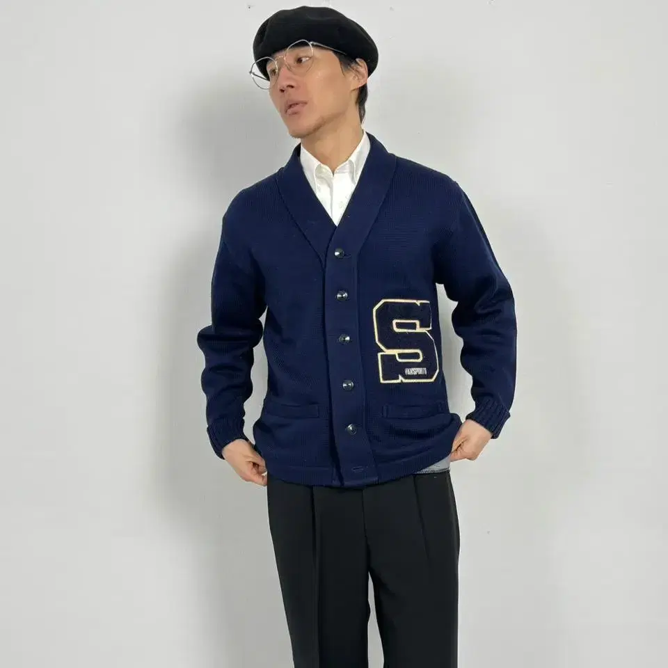 80s van sports letterman cardigan