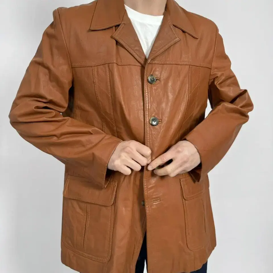 Vintage cowhide leisure leather jacket