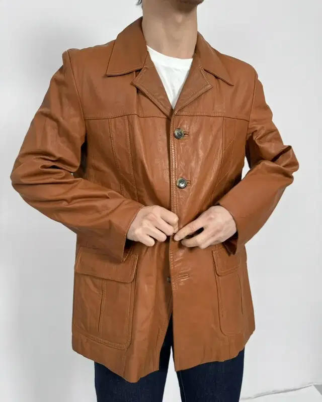 Vintage cowhide leisure leather jacket