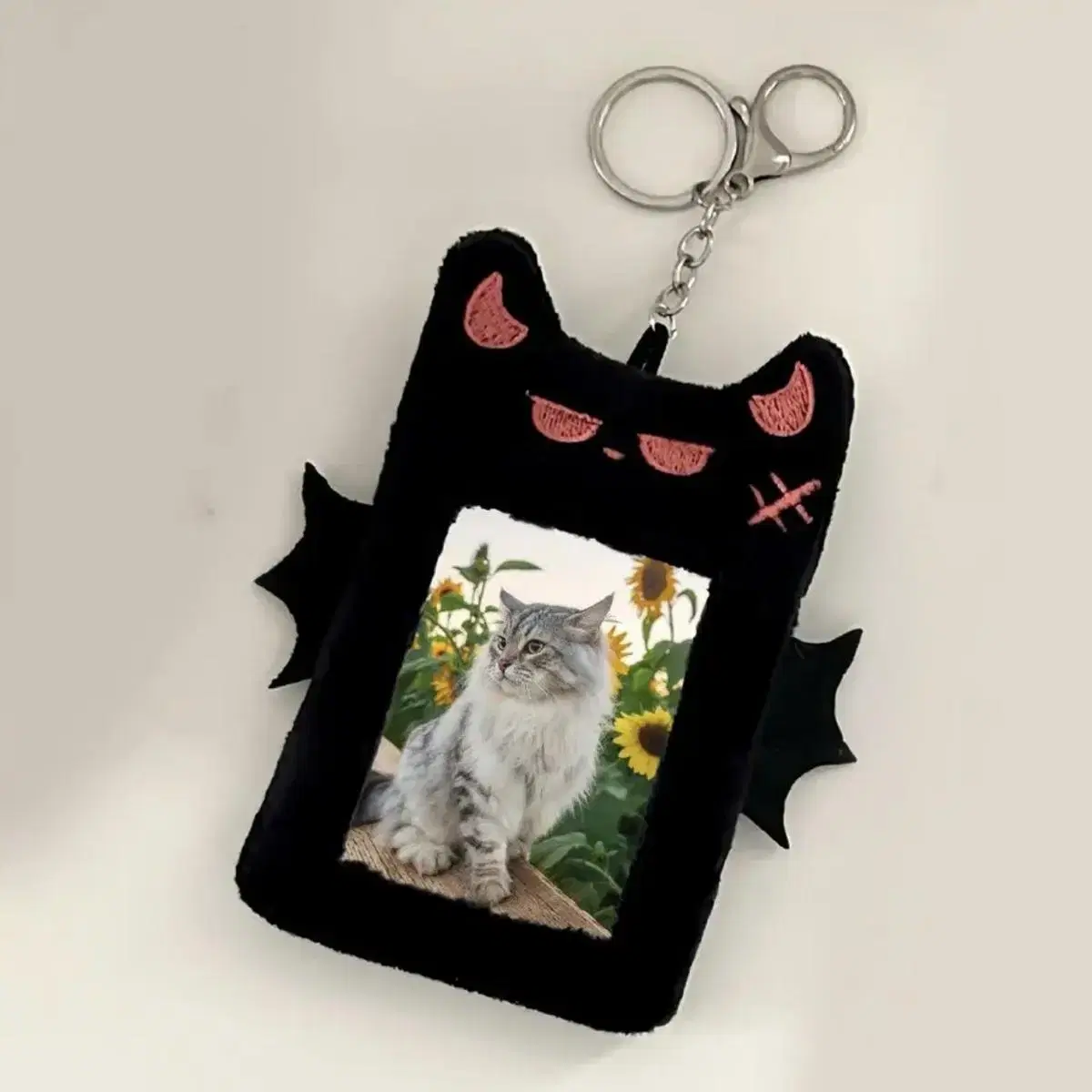 Devil Plush Photo Card Holder keyring Black