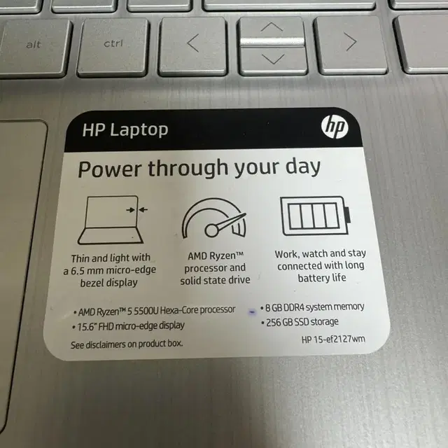 HP 15.6 노트북 AMD 라이젠 5500U 8GB 256GB SSD