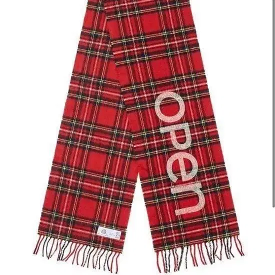 OPEN YY TARTAN WOOL SCARF, RED