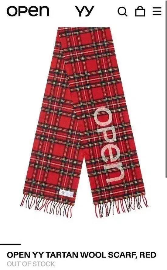 OPEN YY TARTAN WOOL SCARF, RED