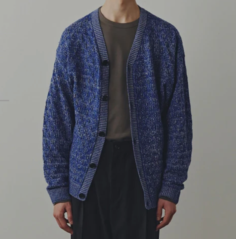 NANO Universe Jacquard V-Neck Cardigan