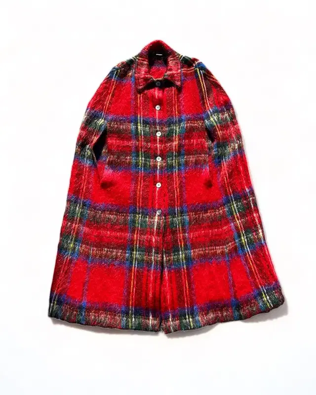 70s tartan mohair poncho