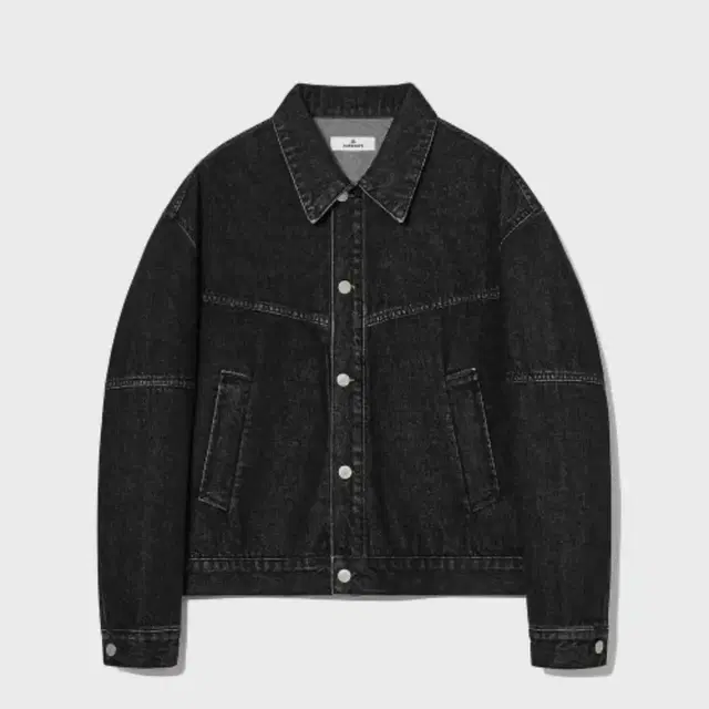 Paneled Line Denim Jacket (Damp Black)2