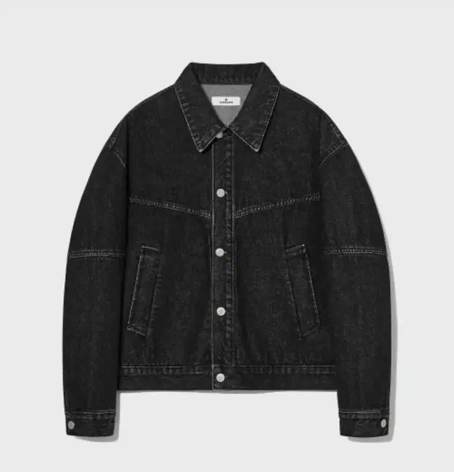 Paneled Line Denim Jacket (Damp Black)2