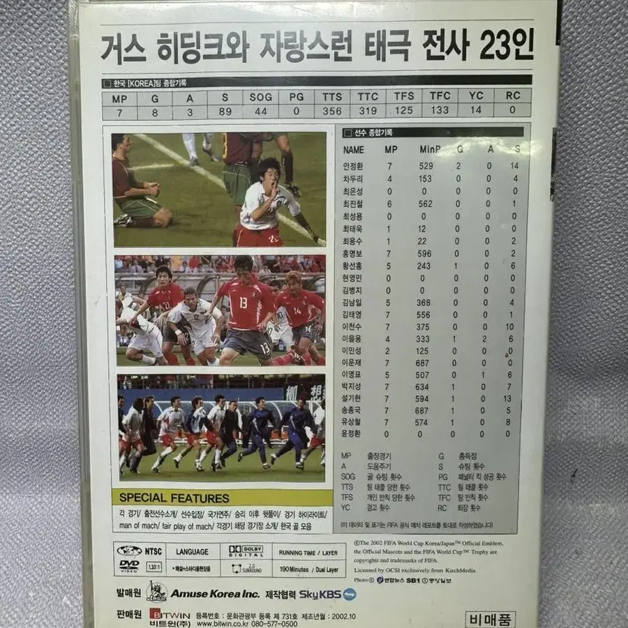 DVD 2002 월드컵 한국팀하이라이트