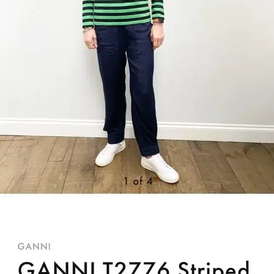 Ganni 가니 Stripe cotton jersey top