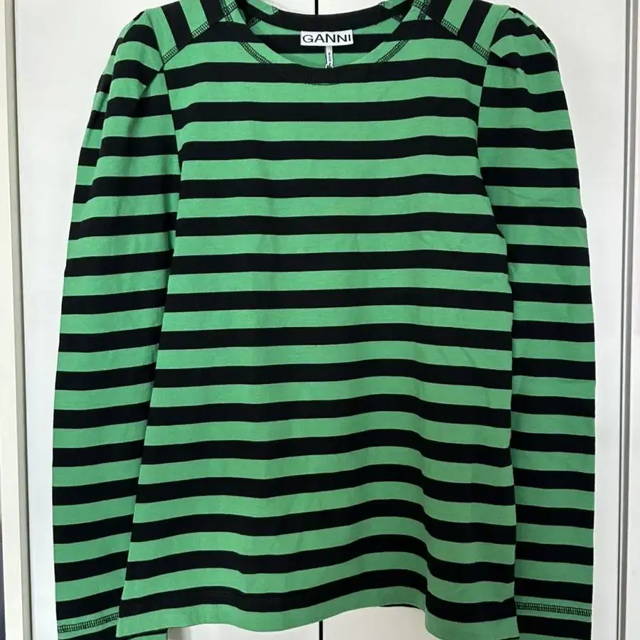 Ganni 가니 Stripe cotton jersey top