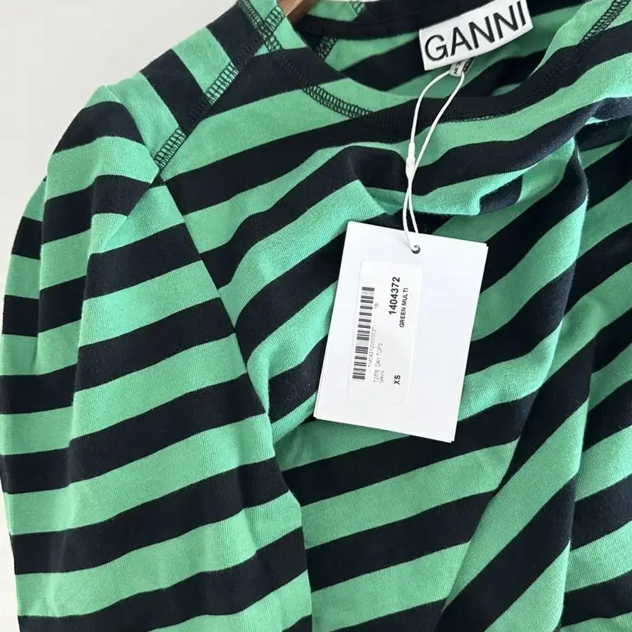 Ganni 가니 Stripe cotton jersey top