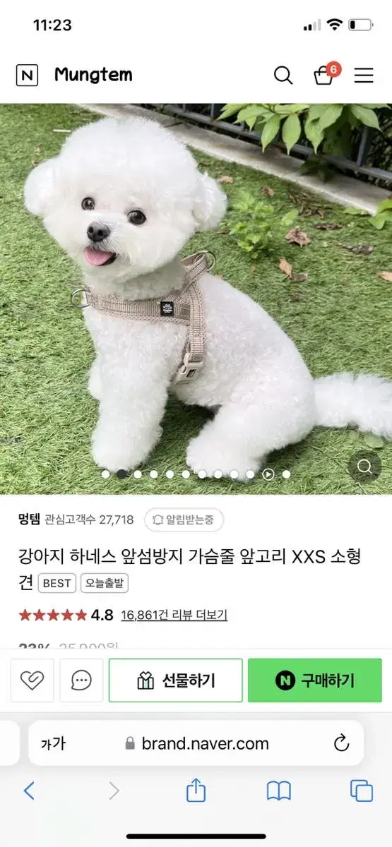 새상품)멍템 앞섬방지 하네스 베이지 m