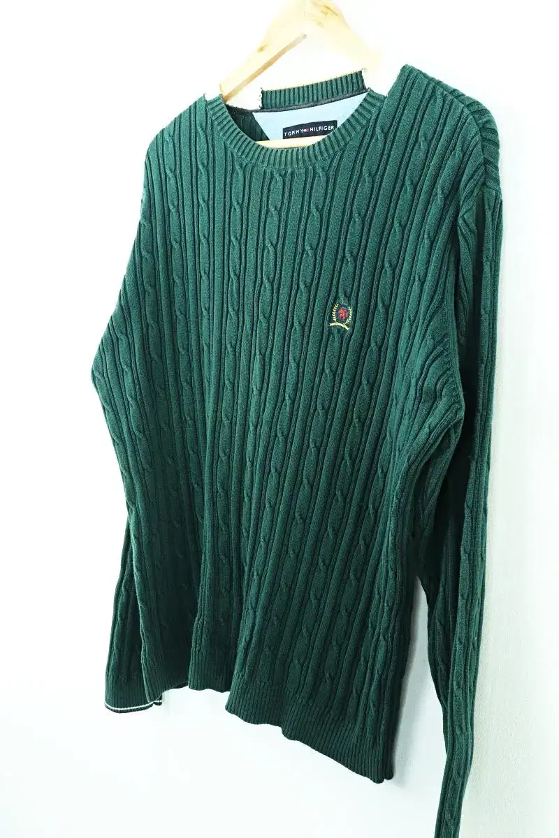 (M) Tommy Hilfiger Knit Green Cotton Old School-A321