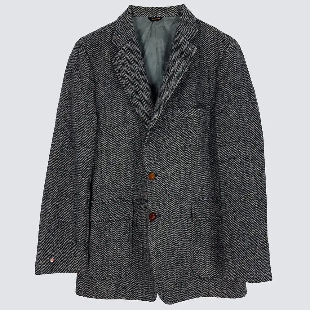 [Men's 100] Harris Tweed Herringbone Blazer Jacket Wool (18572)