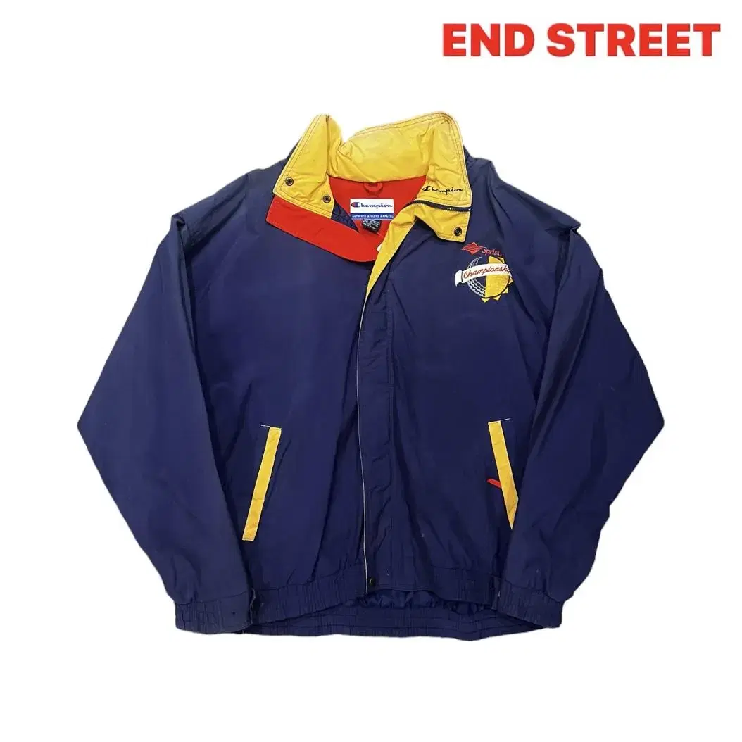 (END) Champion Embroidered Logo Hooded Old School Windbreaker XL