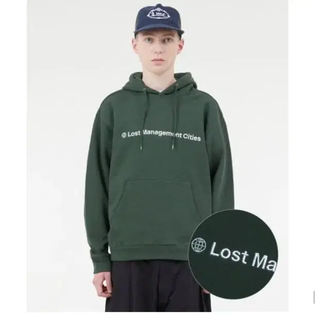 엘엠씨 CAPITAL LOGO HOODIE dark green M사이즈