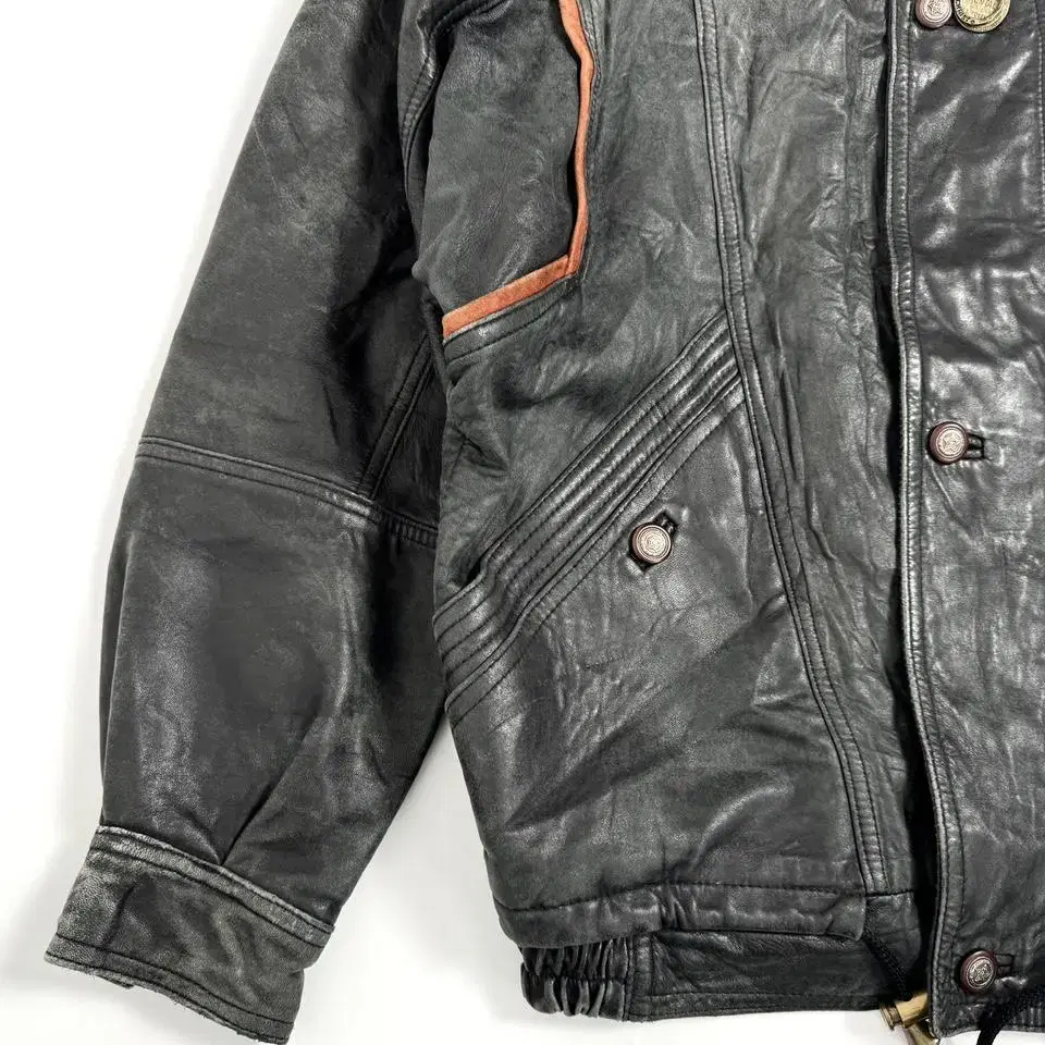 vintage aging leather bomber jacket