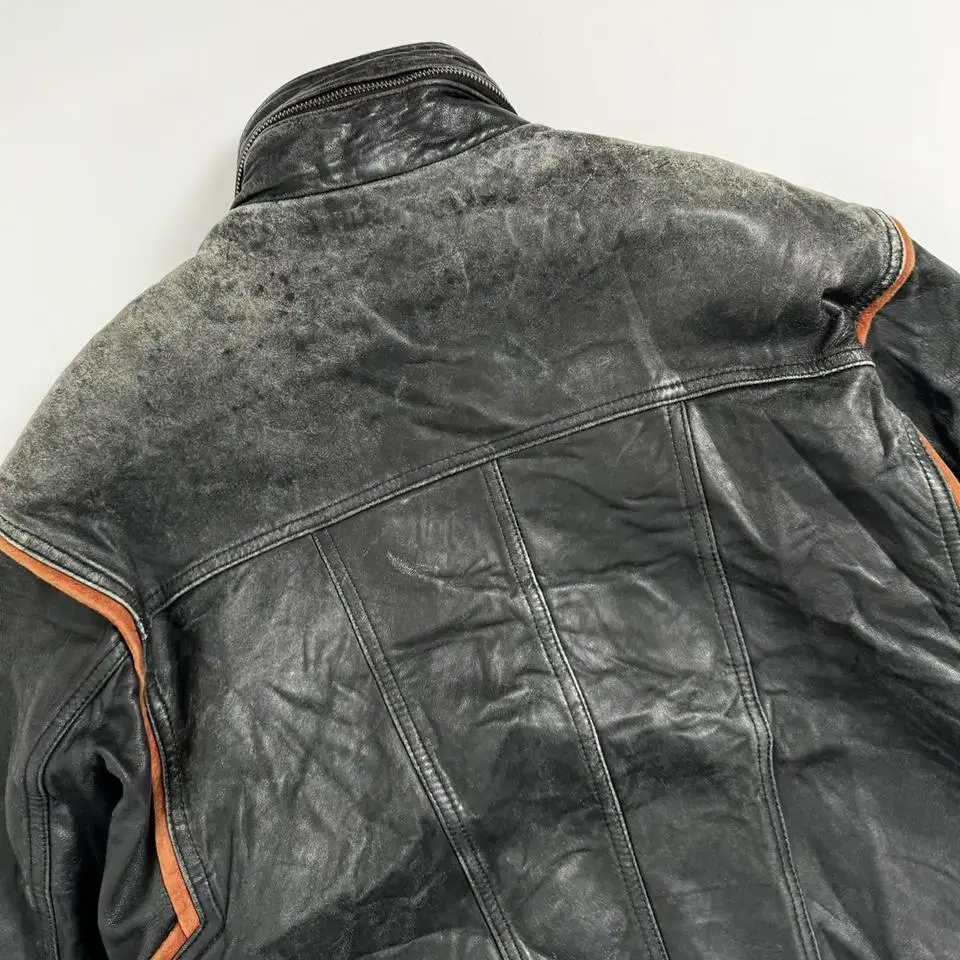 vintage aging leather bomber jacket