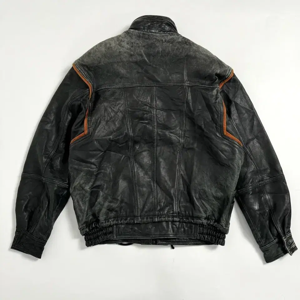 vintage aging leather bomber jacket