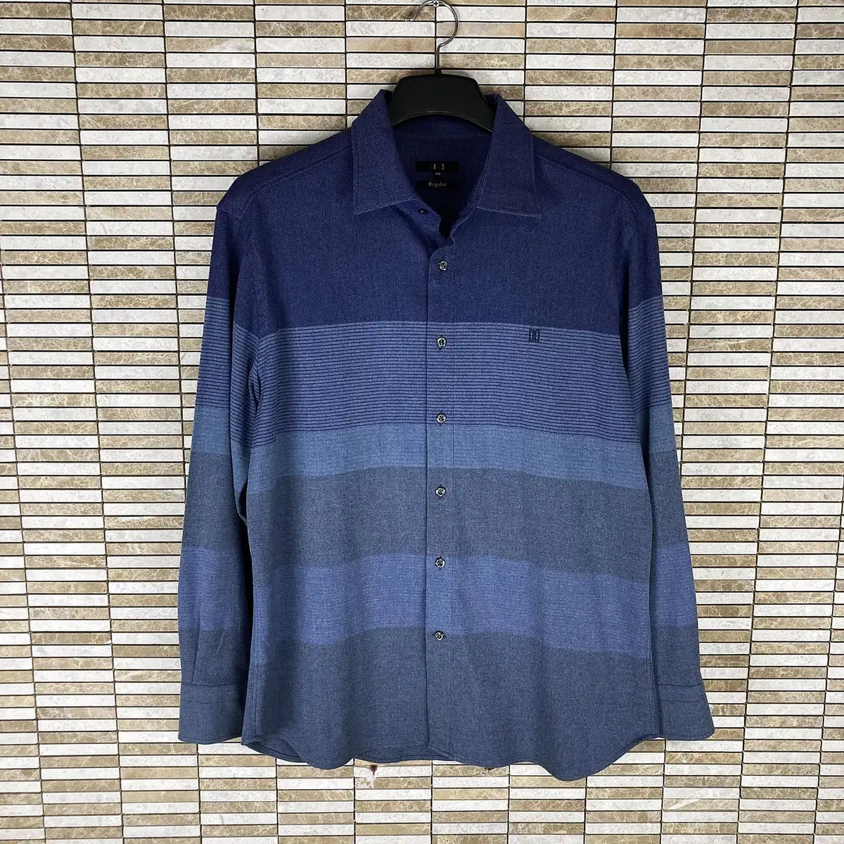 [110] Daxgolf Dark Navy Big Stripe Patterned Cotton Karati