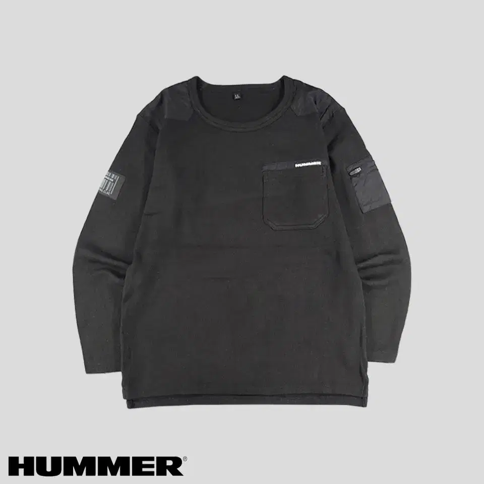 HUMMER Hummer Black Arm Pocket Tactical Utility Waffle Long Sleeve T-Shirt