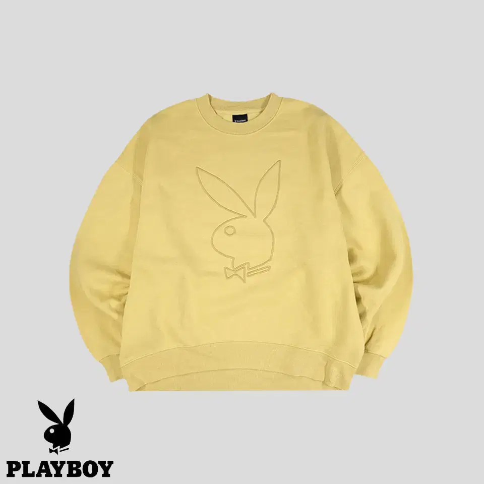 PLAYBOY X GU 플레이보이 지유 옐로우 빅버니로고 라운드넥 코튼