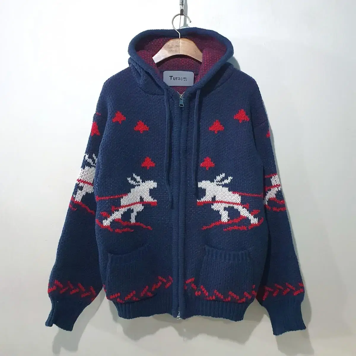 FW신상) Nordic ski knit hooded zip-up 3color