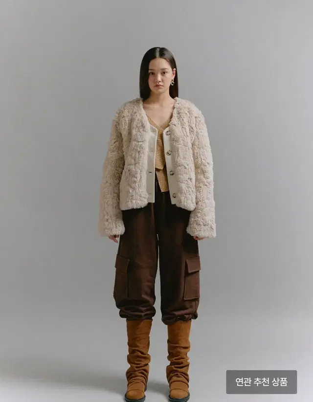 소프트서울 퍼자켓 LEATHER MIX FUR JACKET _IVORY