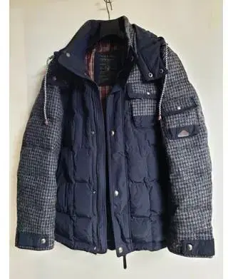 Men's check wool down puffer jacket POL1035