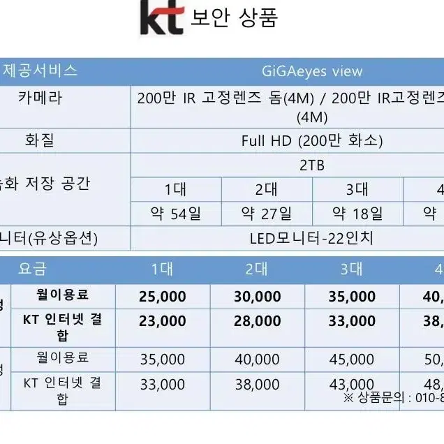 KT 인터넷/TV/출동보안/CCTV/카드단말기 문의