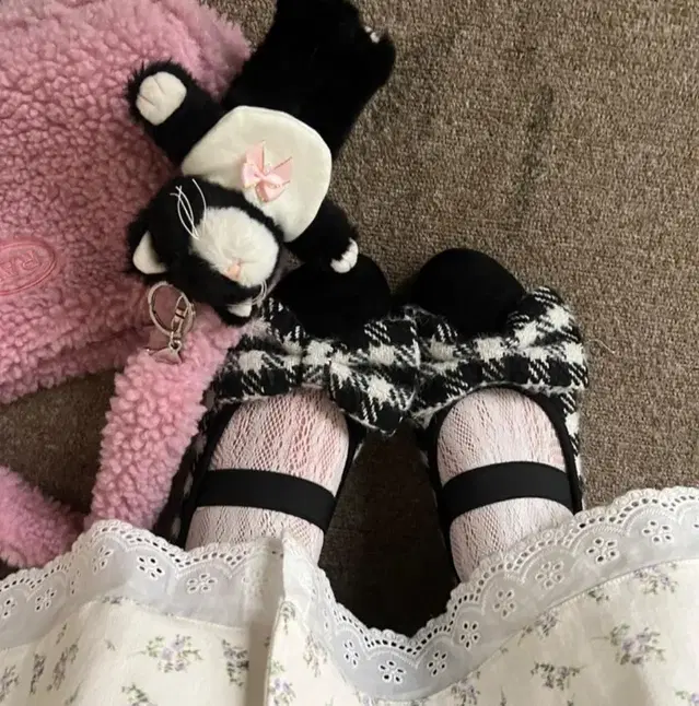 유어러버블Merry hound check ribbon shoes