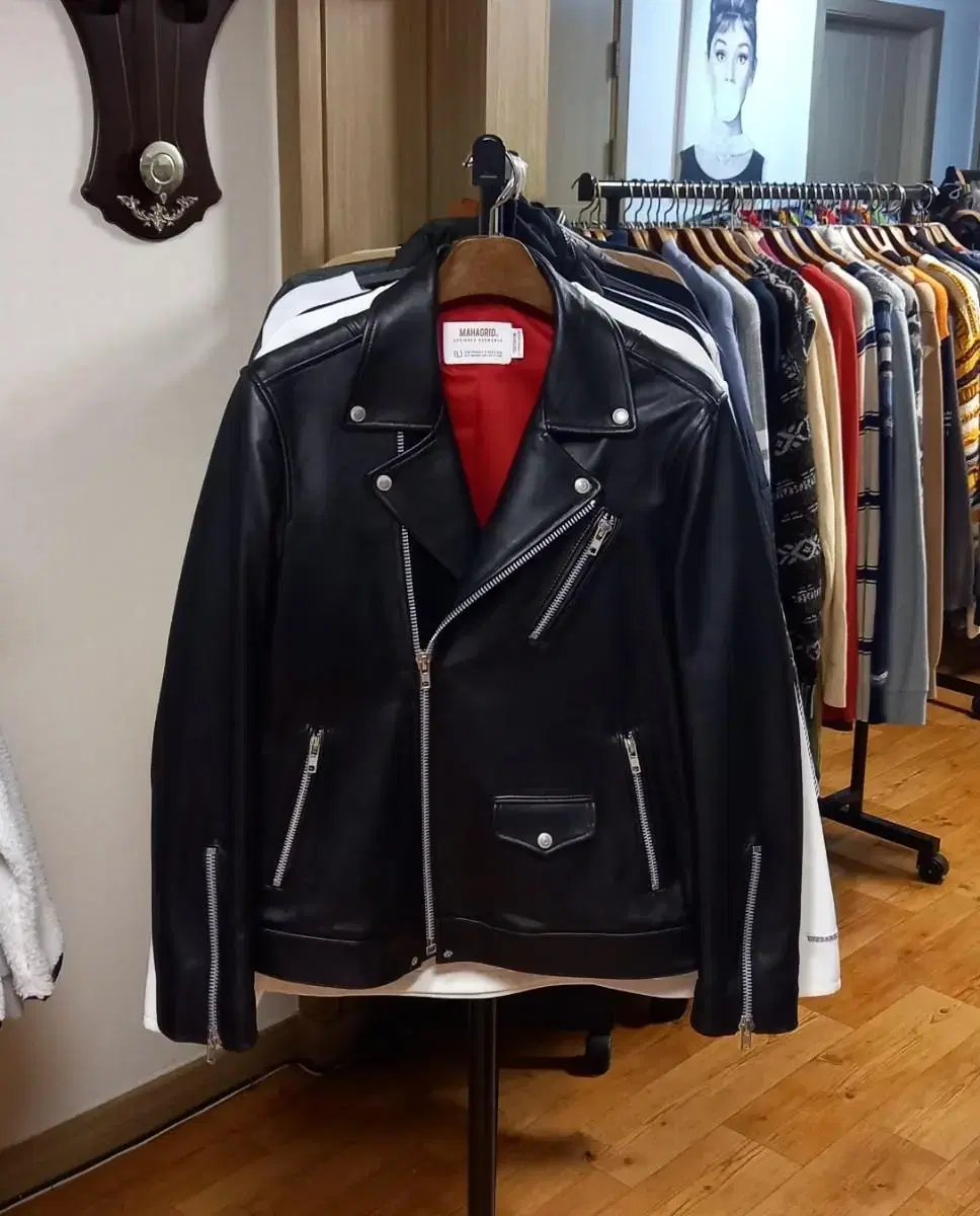 Men's rider leather jacket (L: 100, Slim 105)