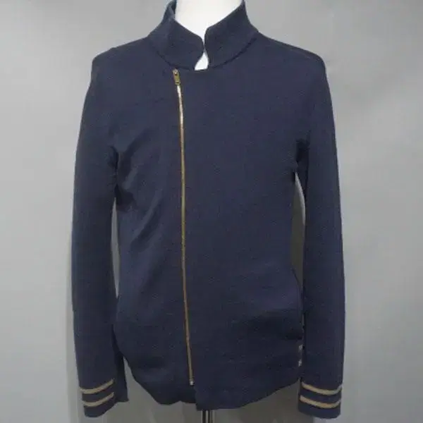 M8774 Time Men's 95 Size Navy Knit Zip-Up Cardigan