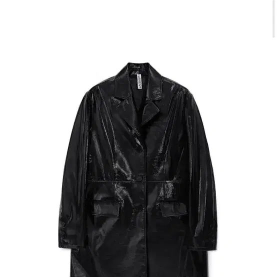 커렌트 VEGAN LEATHER HALF COAT 블랙