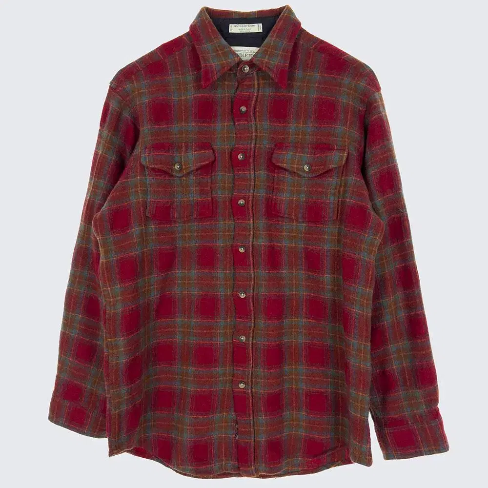 [Men's 100] Pendleton Check Shirt Southern Pocket Wool Vintage (18656)