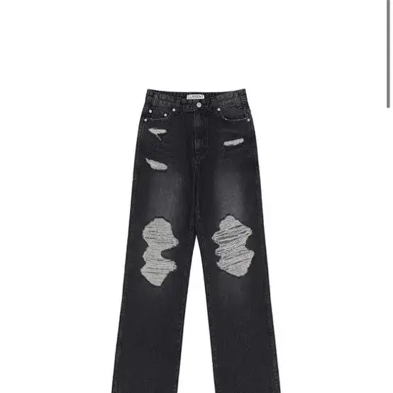 커렌트 DISTRESSED STRAIGHT LEG JEANS [BLACK