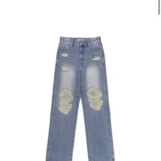 커렌트 DISTRESSED STRAIGHT LEG JEANS